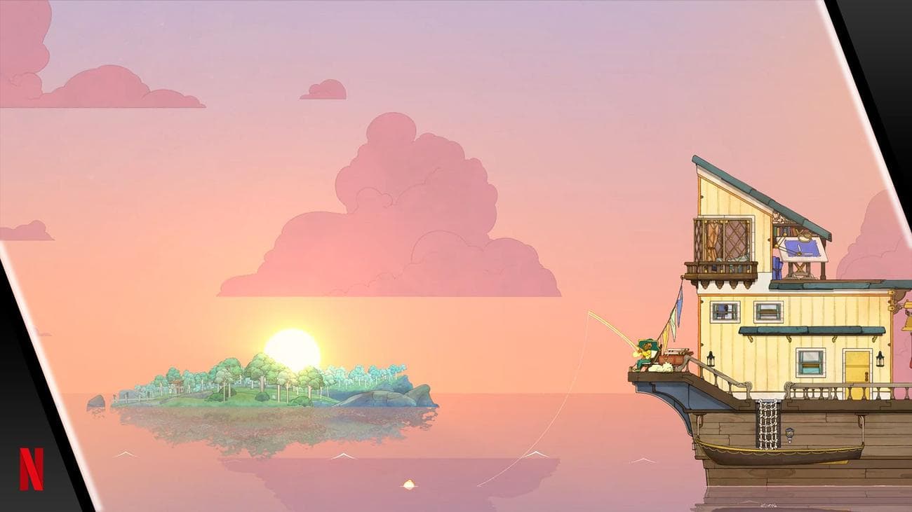 best-netflix-games-android-spiritfarer-fishing-from-a-ship
