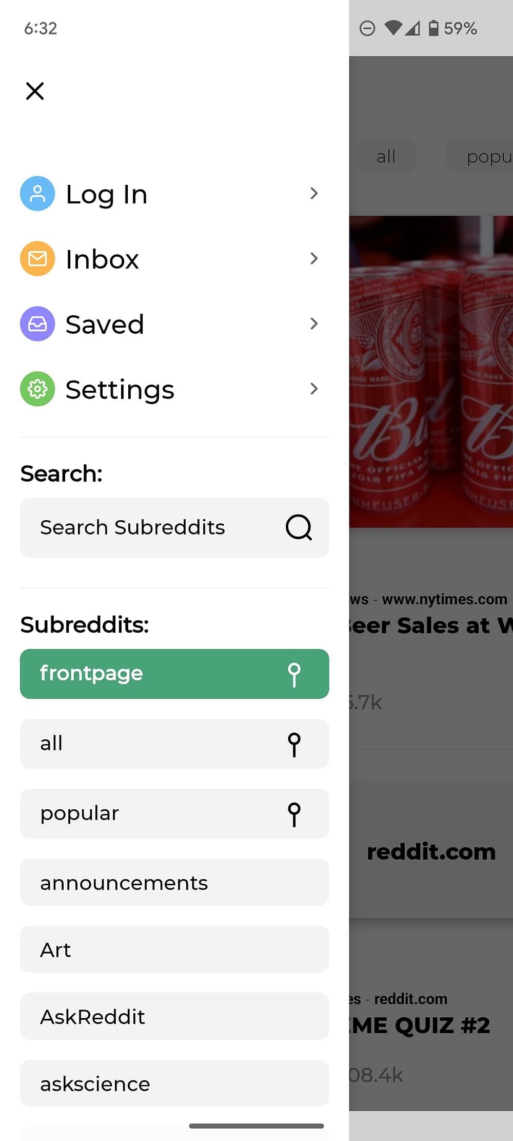 μενού redditoria