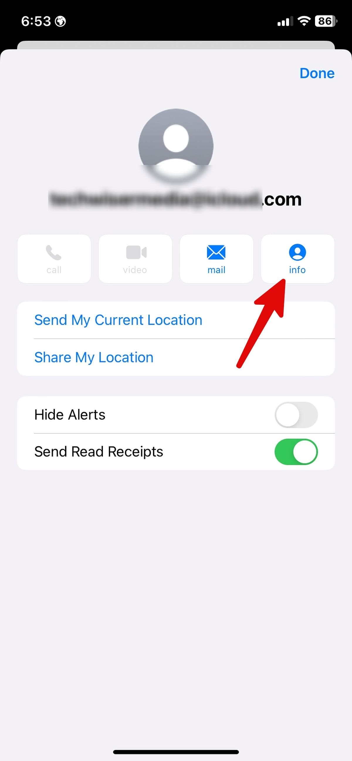 πληροφορίες διεύθυνσης email στο iPhone