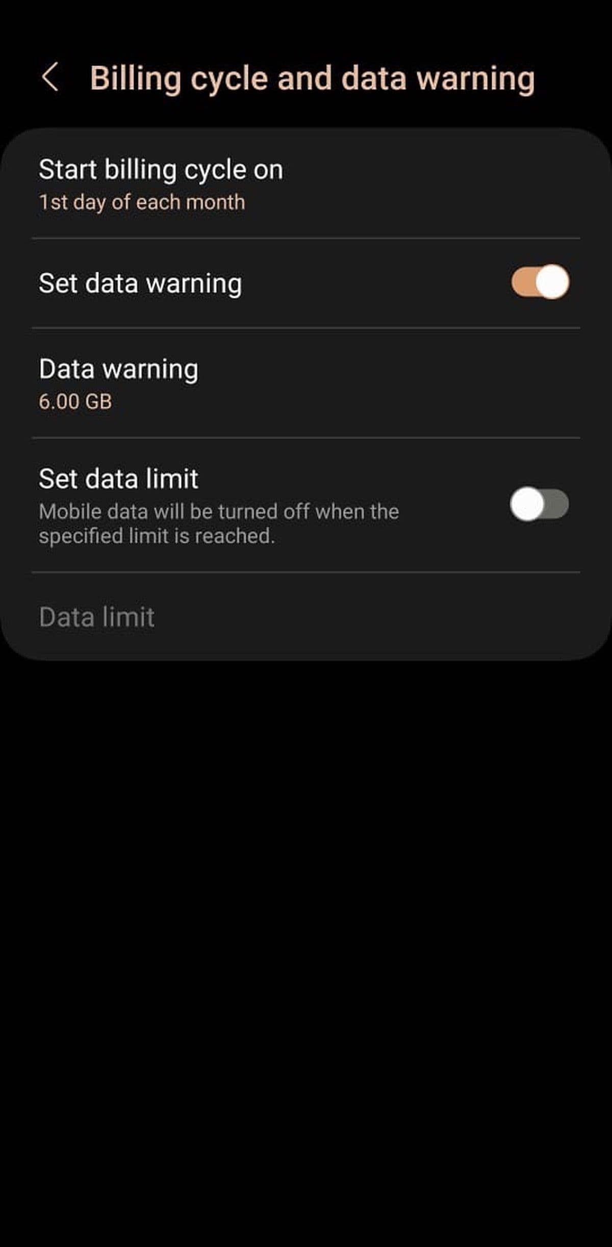 ορίστε όριο δεδομένων στη Samsung