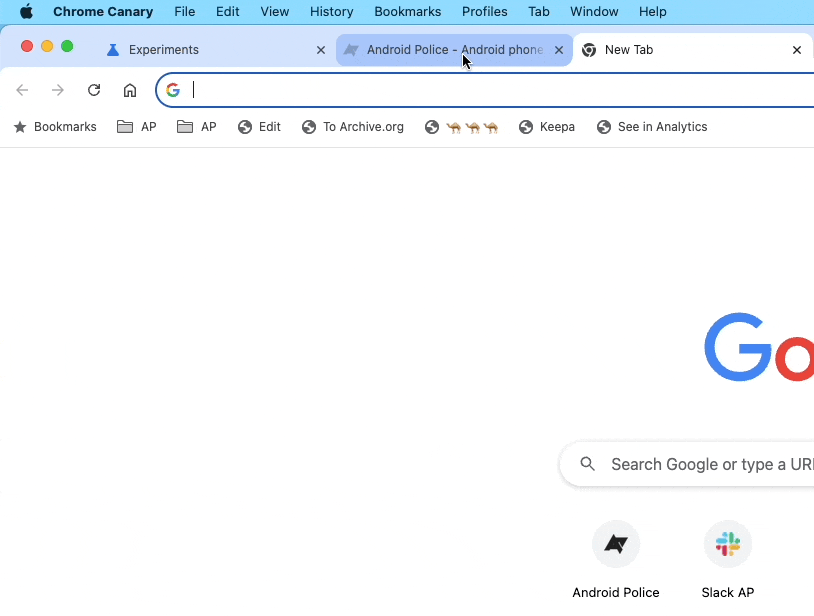 Κινούμενη εικόνα που δείχνει την προεπισκόπηση της ανενεργής καρτέλας και την εκτιμώμενη εξοικονόμηση MB που είναι συνδεδεμένη σε αυτήν όταν τοποθετείτε το δείκτη του ποντικιού πάνω από την εν λόγω καρτέλα