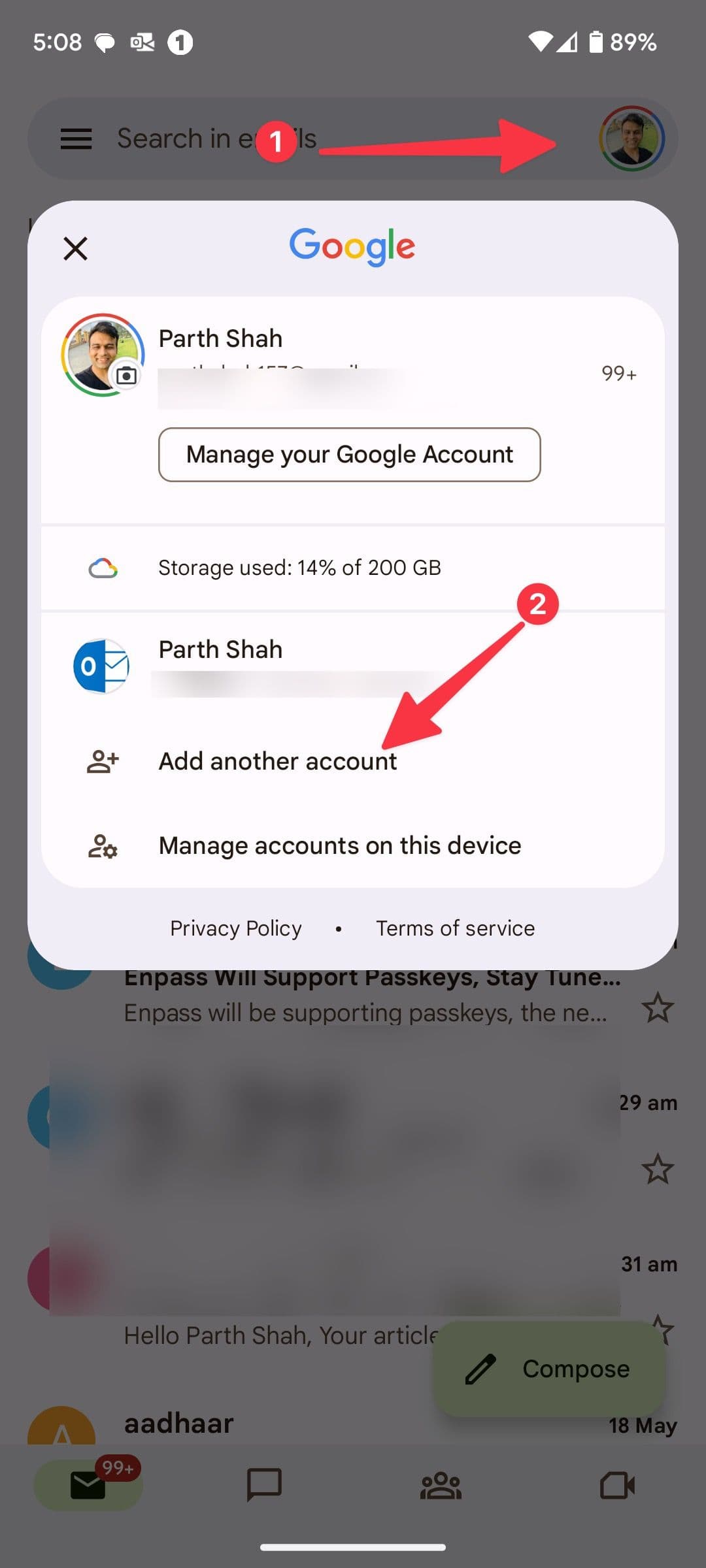 προσθέστε έναν άλλο λογαριασμό στο Gmail