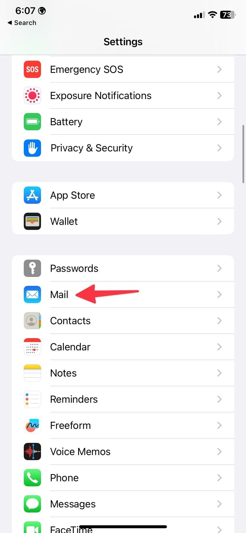 άνοιγμα αλληλογραφίας στο iPhone