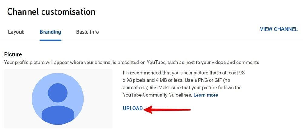 στιγμιότυπο οθόνης προσαρμογής επωνυμίας καναλιών στο YouTube