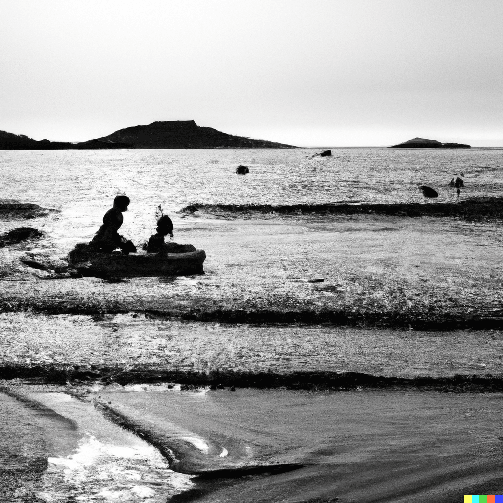 Dall-E Δημιουργήθηκε εικόνα παιδιών που παίζουν στην παραλία