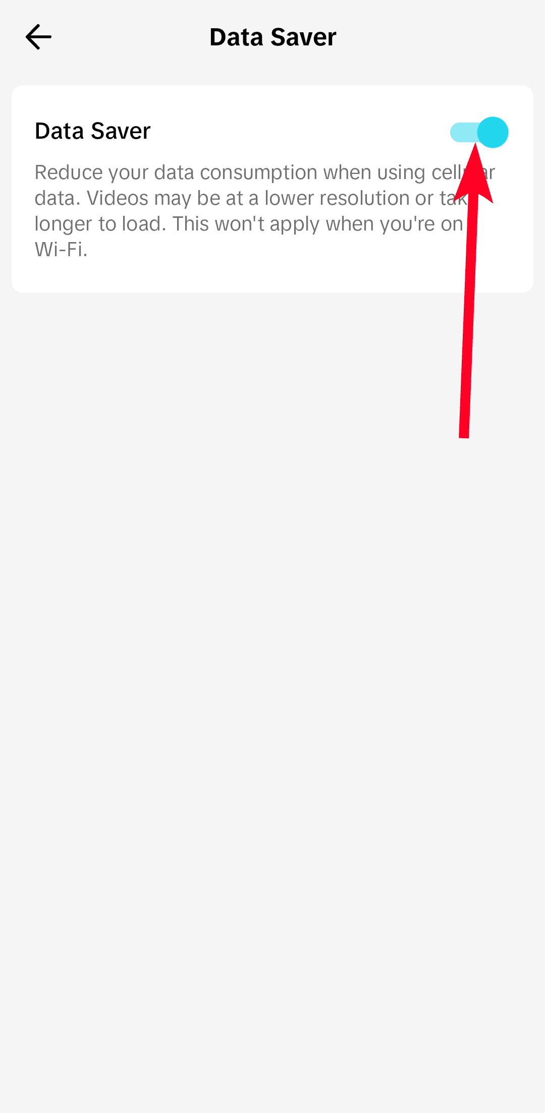 Disabling Data saver on TikTok app