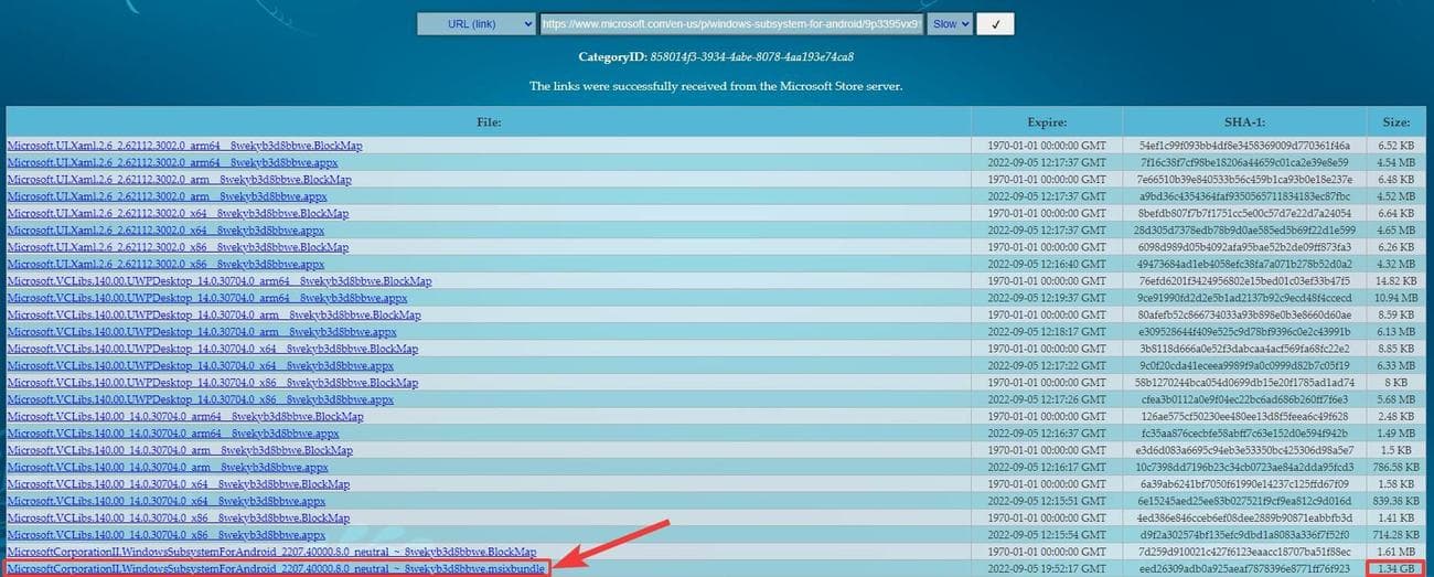 Λήψη της πιο πρόσφατης εφαρμογής Υποσύστημα Windows από την επίσημη δημιουργία αρχείων χρησιμοποιώντας διακομιστές Microsoft Store 