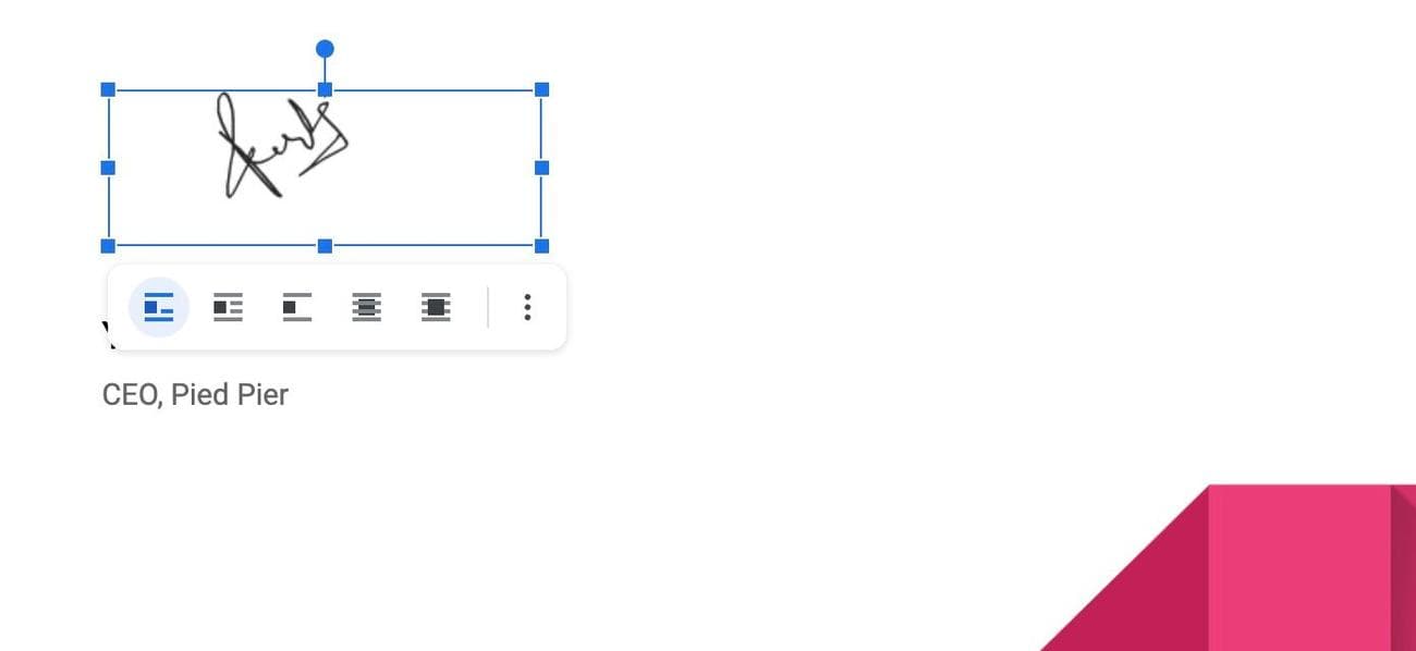 αλλαγή θέσης υπογραφής στα Έγγραφα Google