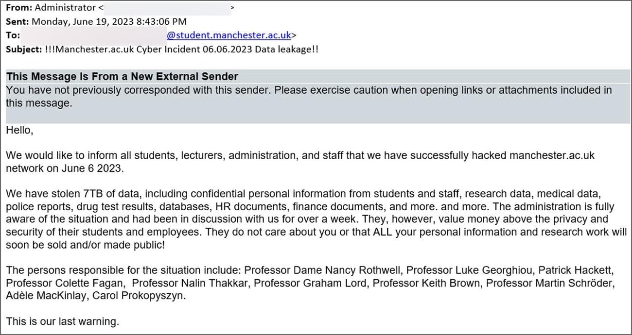 Email χάκερ σε φοιτητές του Πανεπιστημίου του Μάντσεστερ