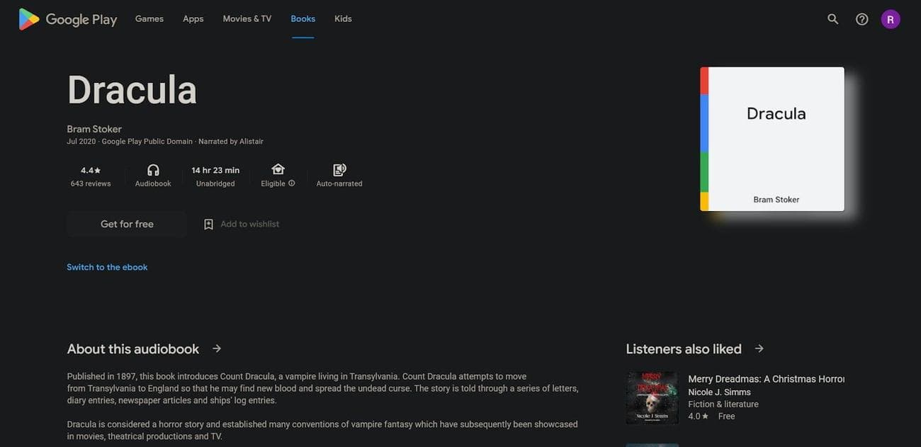 Λήψη ενός ηχητικού βιβλίου στο Google Play Store