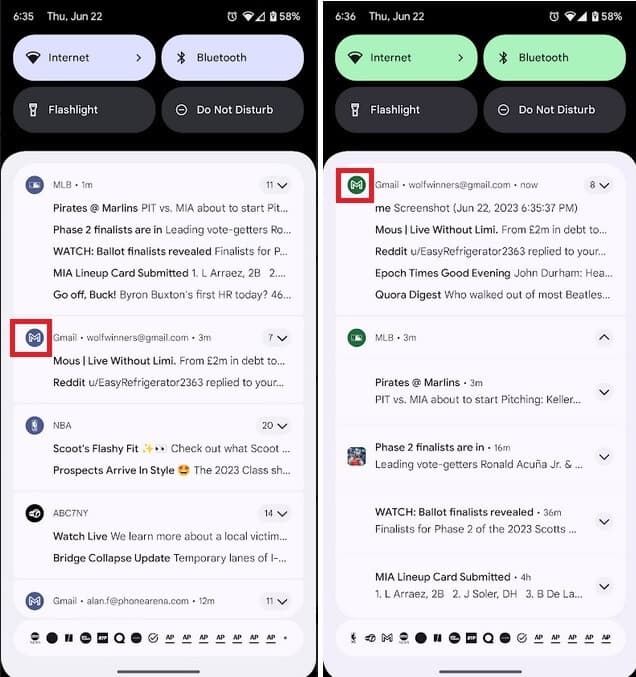 Μετά την ενημέρωση, το εικονίδιο του Gmail θα ταιριάζει με το χρωματικό θέμα του τηλεφώνου σας με βάση την ταπετσαρία που χρησιμοποιείται - Οι ειδοποιήσεις Gmail στο Android μπορεί τώρα να είναι πιο ευχάριστες στα μάτια σας