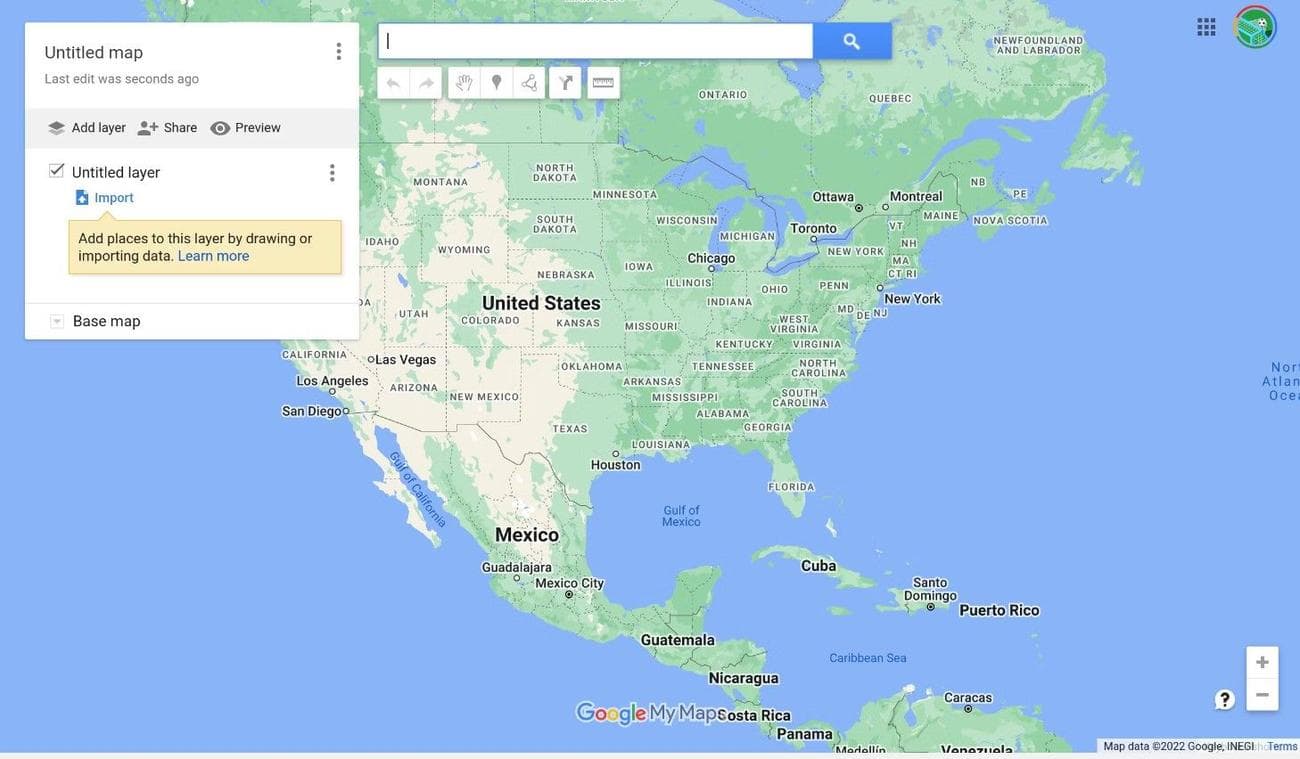 Ένας νέος χάρτης των Ηνωμένων Πολιτειών στο Google My Maps