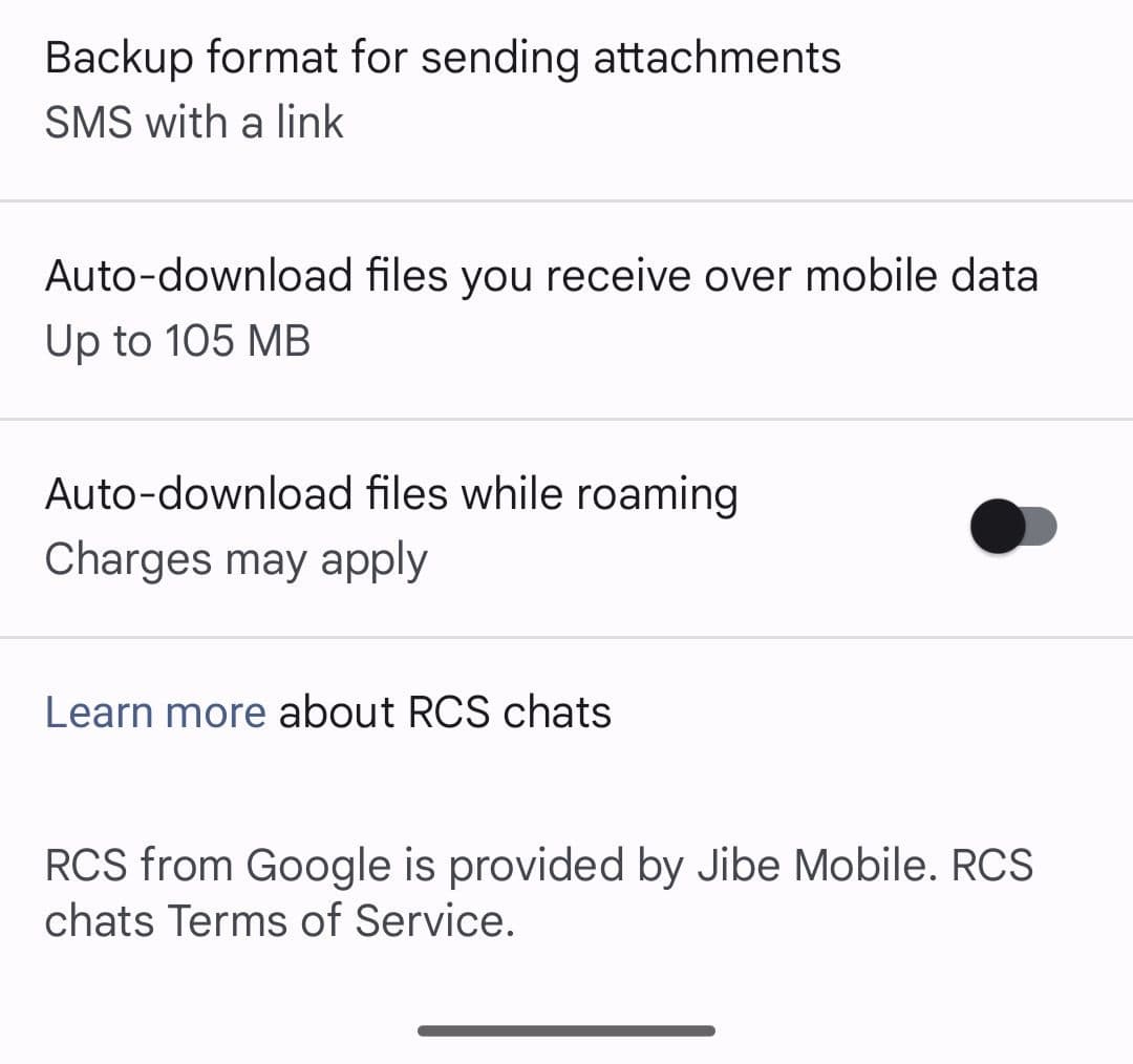 Google Messages RCS Jibe