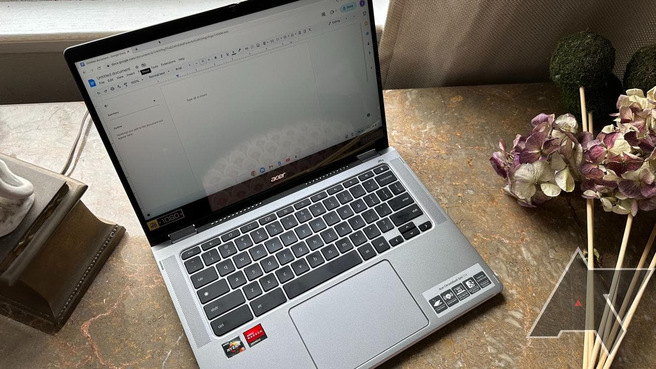 Keyboard and trackpad of the Acer Chromebook Spin 514