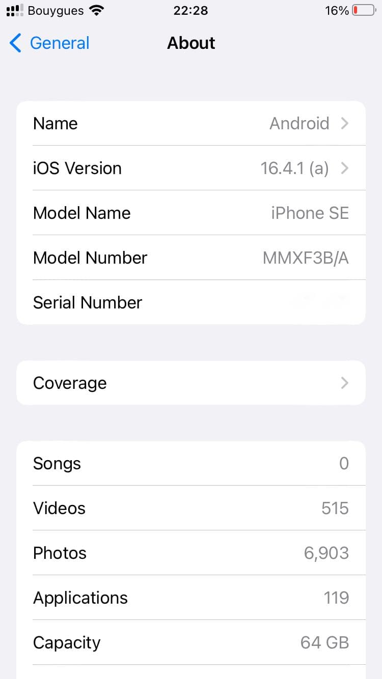 Ένα στιγμιότυπο οθόνης του μενού ρυθμίσεων του iPhone