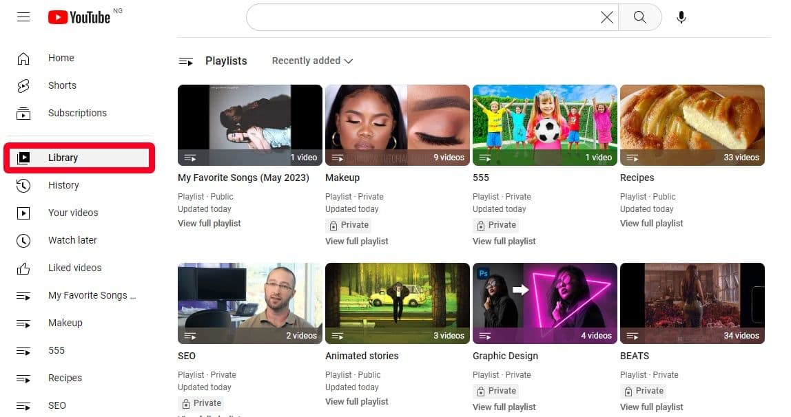 Ιστοσελίδα της βιβλιοθήκης στον ιστότοπο του YouTube