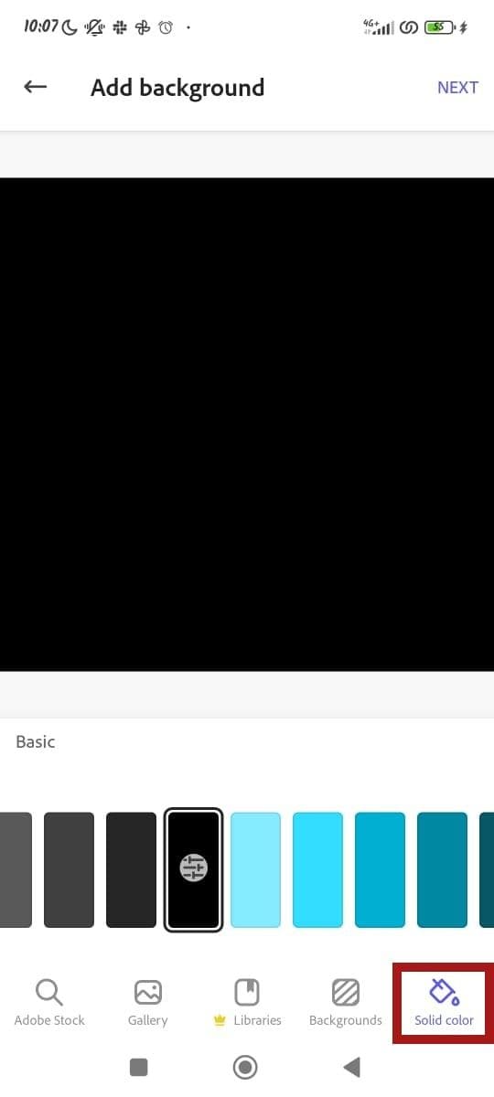 Επιλογή φόντου στο Adobe Express