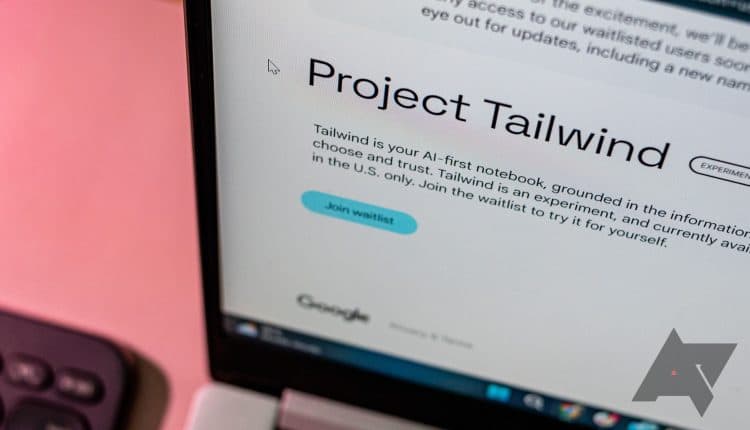 Project Tailwind landing page with signup button
