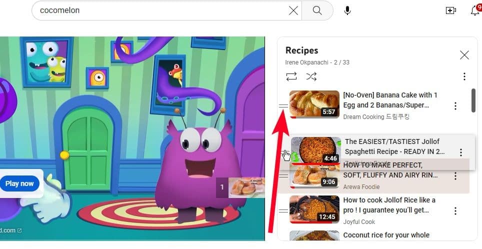 Αναδιάταξη βίντεο ουράς playlist στον ιστότοπο του YouTube