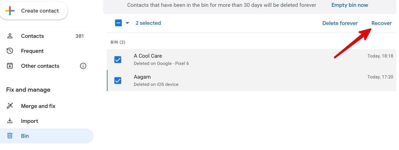ανάκτηση επαφών Google στον ιστό