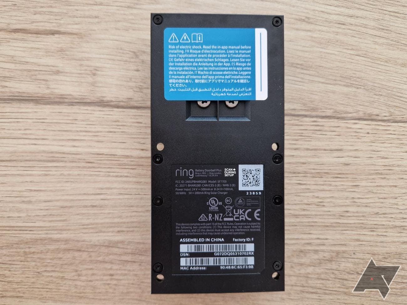 Ring Battery Doorbell Plus back view