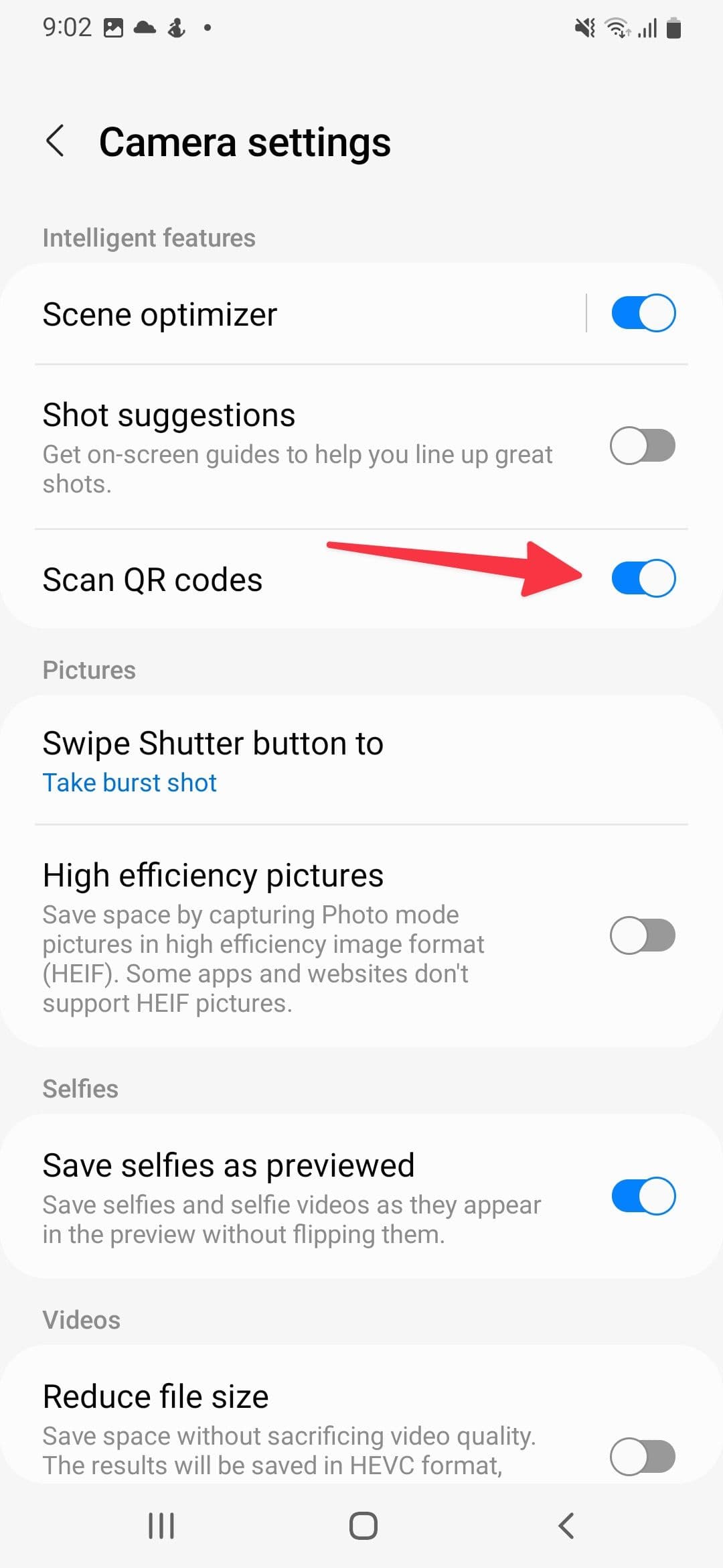 Ενεργοποίηση Σάρωση κωδικών QR στην κάμερα Samsung