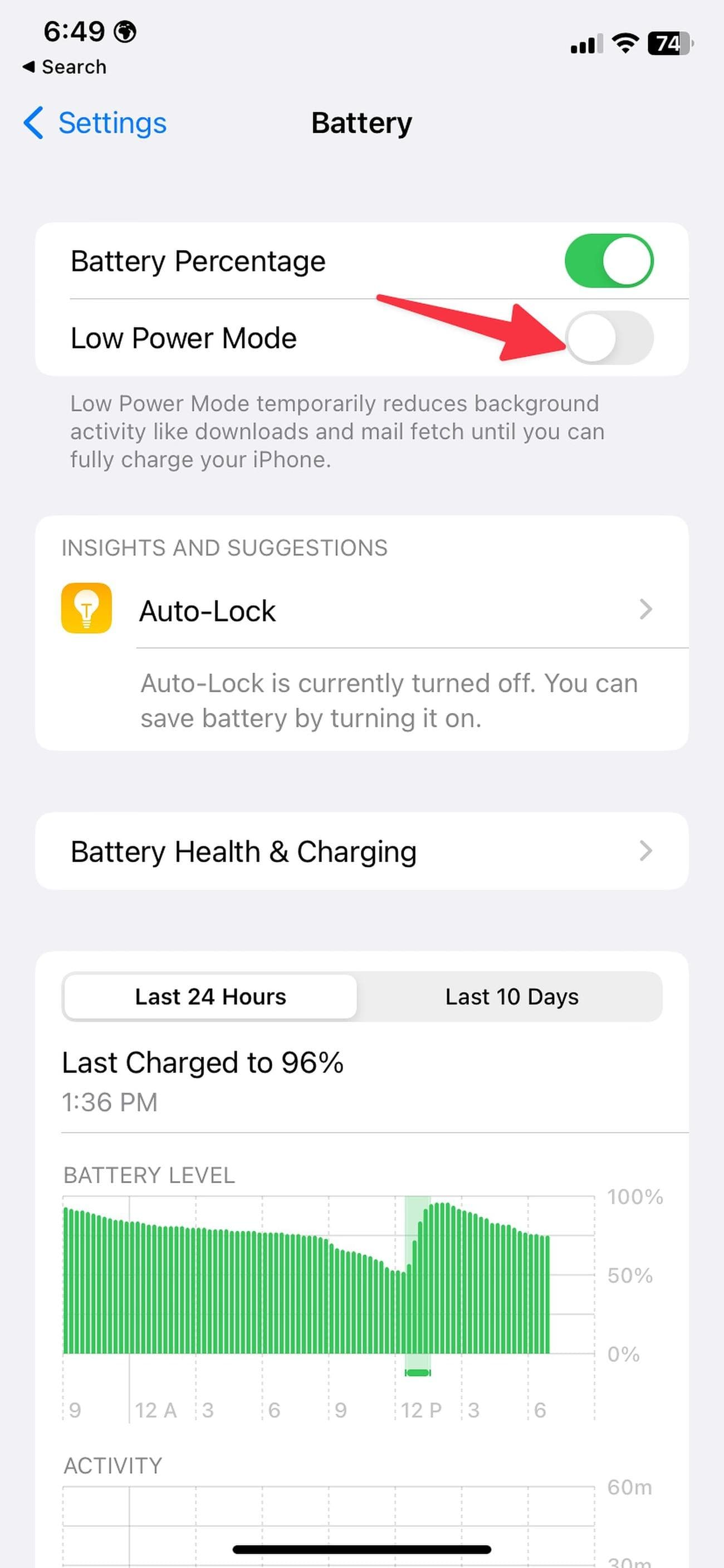 Απενεργοποιήστε τη λειτουργία χαμηλής κατανάλωσης στο iPhone