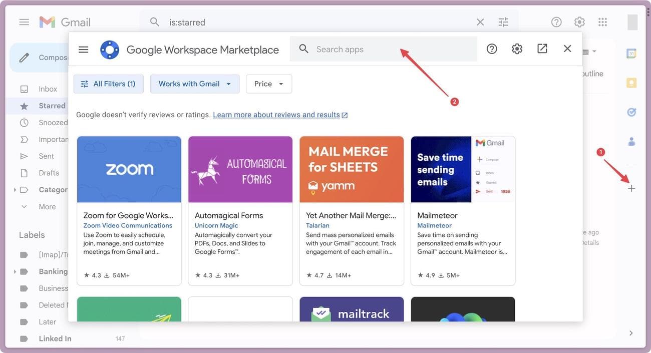 Στιγμιότυπο οθόνης Google Workspace Marketplace 