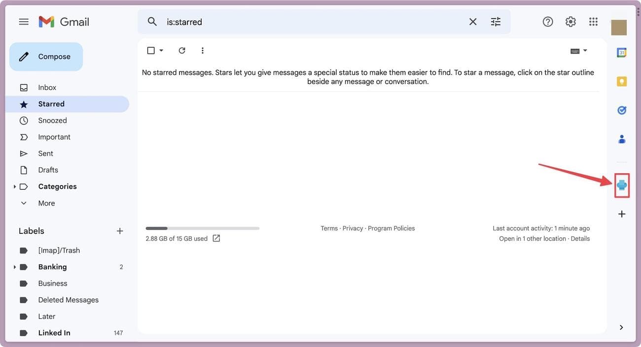 Το FAX.PLUS υπάρχει στη δεξιά πλαϊνή γραμμή του Gmail