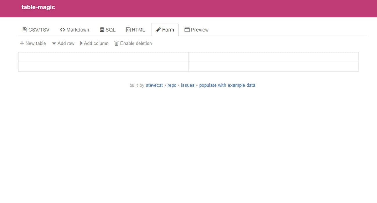 table-magic εργαλείο δημιουργίας πίνακα ανοιχτού κώδικα