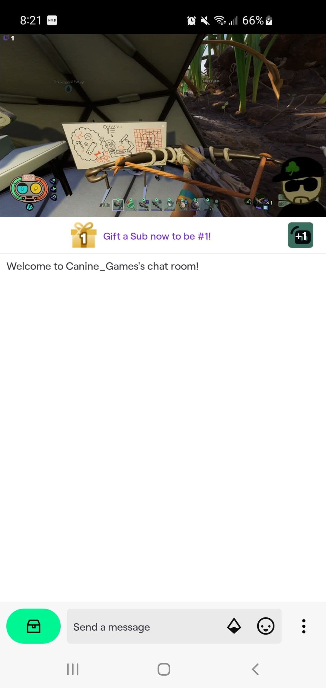 Μια προεπισκόπηση μιας ροής Twitch στην εφαρμογή Twitch για κινητά