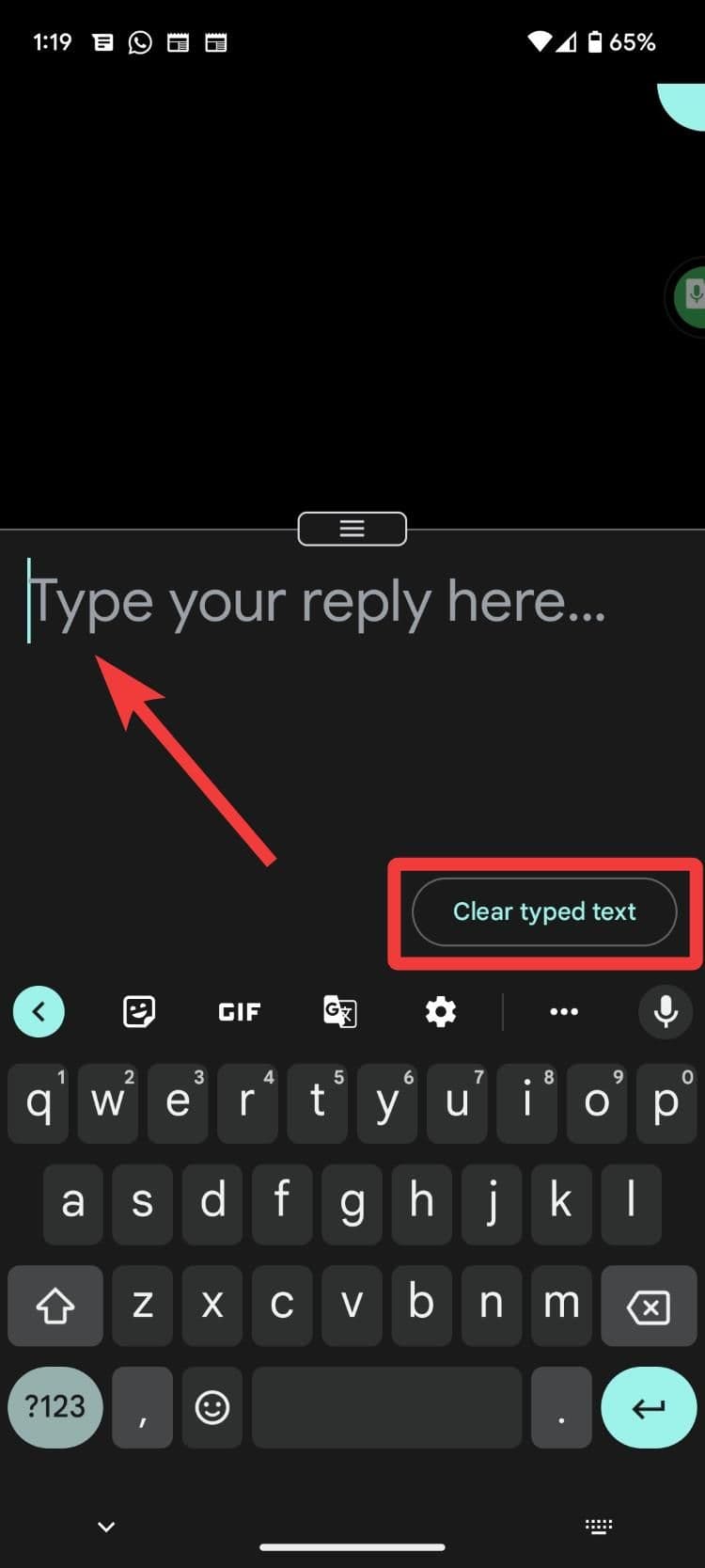 type text in live transcribe