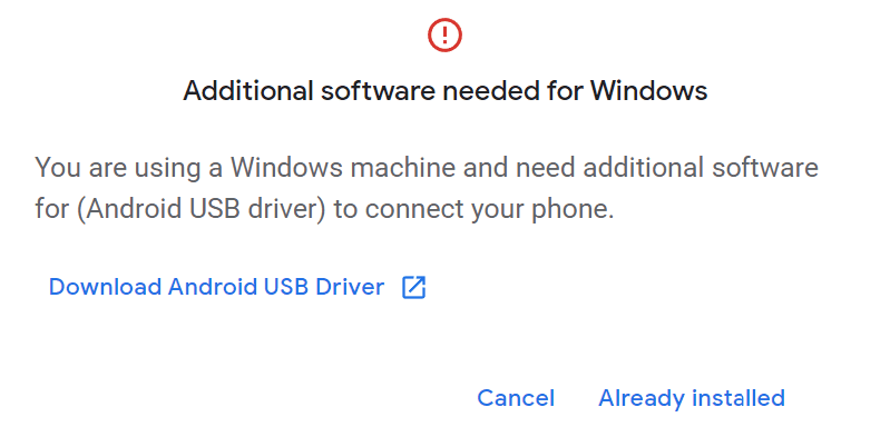 Install the USB driver for the Android Flash Tool