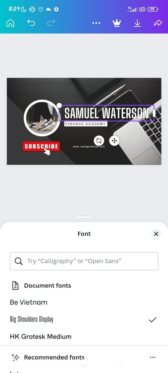 Αλλαγή γραμματοσειρών στο Canva