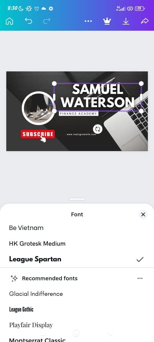 Αλλαγή γραμματοσειρών στο Canva