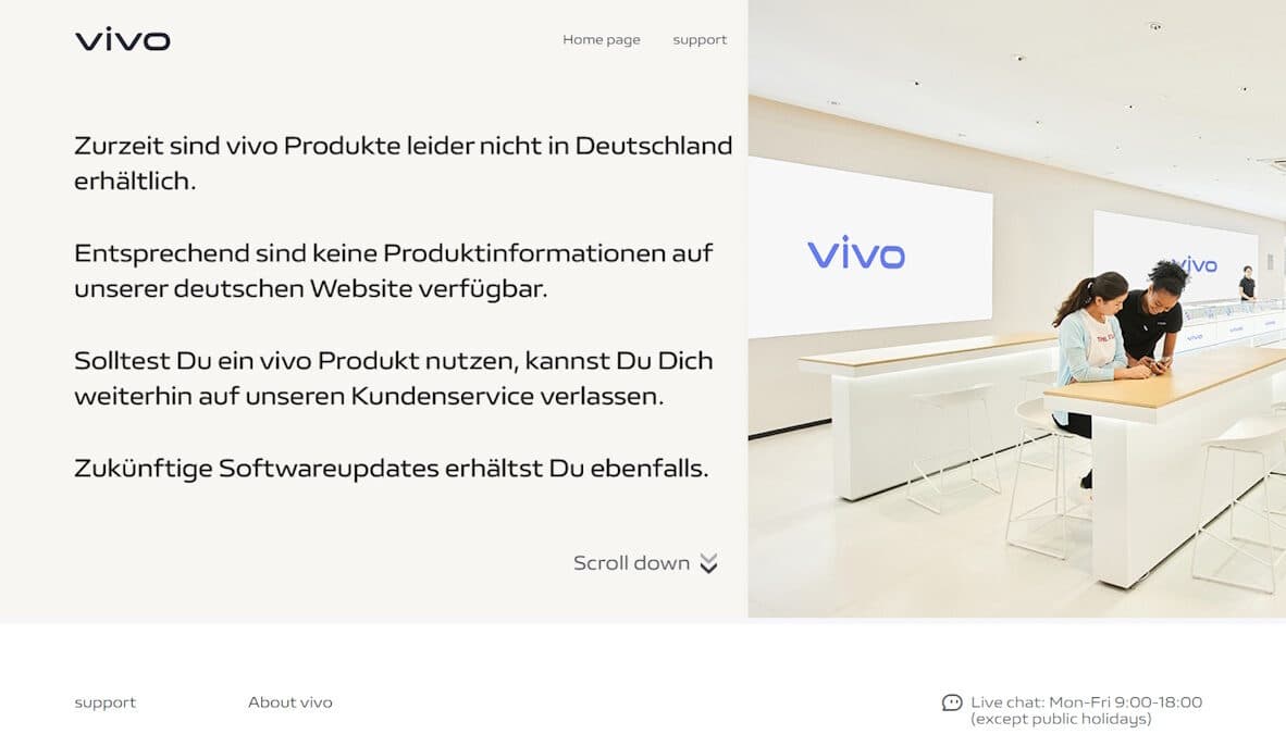 vivo γερμανική ειδοποίηση για διακοπή πωλήσεων