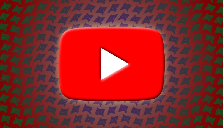 A large YouTube icon against a multicolor background of Android Police logos