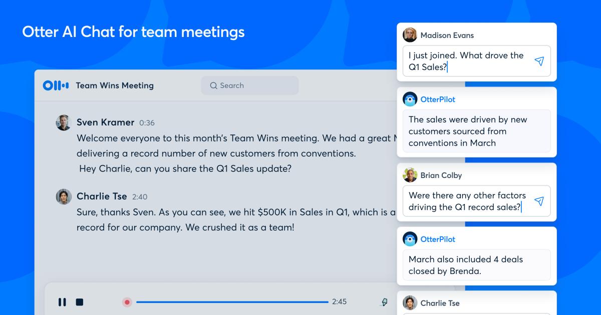 Το chatbot της Otter's AI δίνει προσοχή κατά τη διάρκεια των συναντήσεων, ώστε να μην χρειάζεται