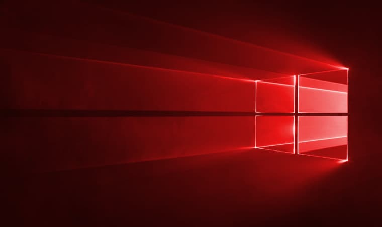 Red Windows 10 wallpaper indicating bugs