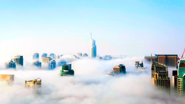 Skyscrapers in the clouds