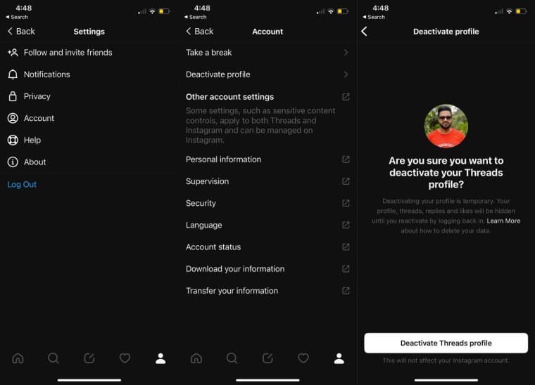 Στιγμιότυπα οθόνης της εφαρμογής Threads