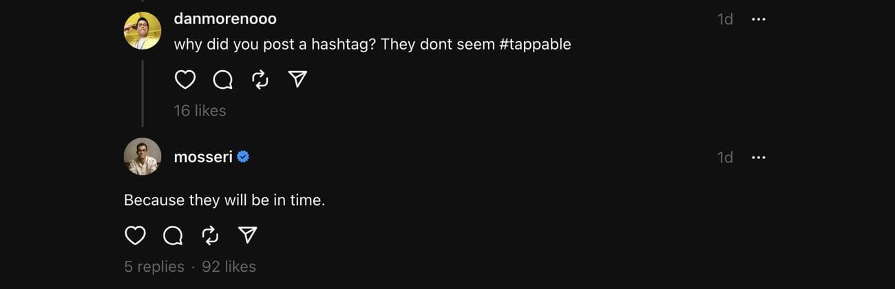 Hashtags για νήματα