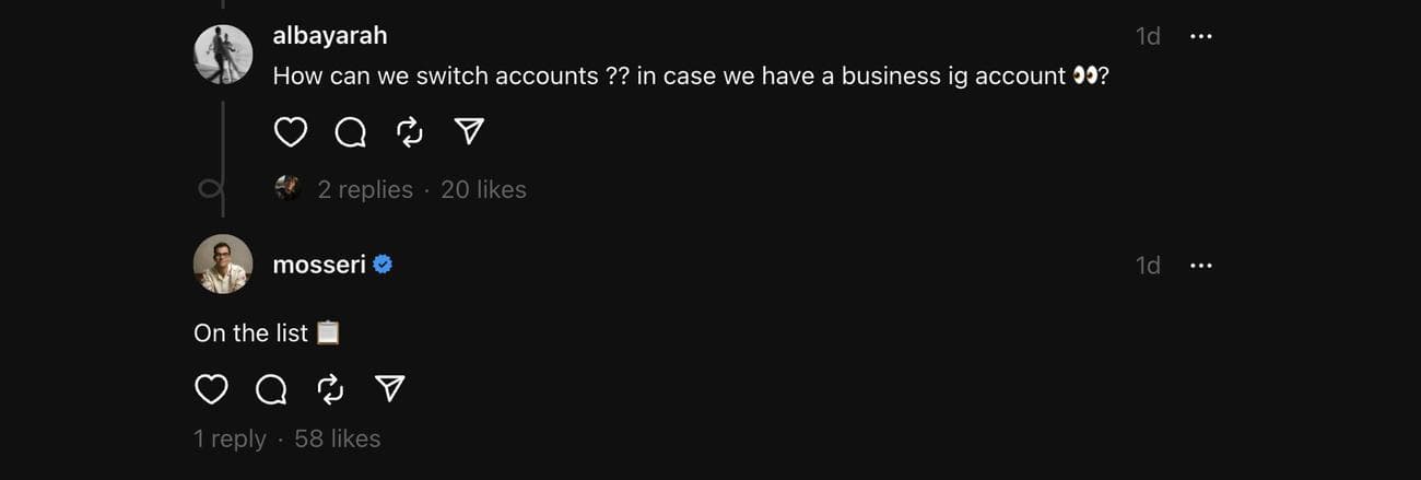 Υποστήριξη πολλών λογαριασμών για Threads