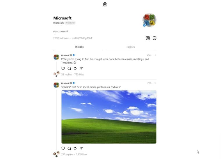 λογαριασμό microsoft threads