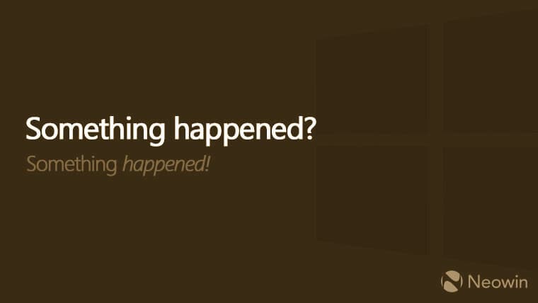 A reddish brown screen with something happened text