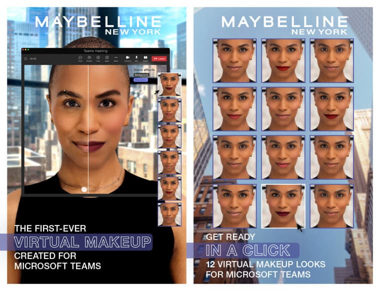εικονικό μακιγιάζ maybelline για Microsoft Teams