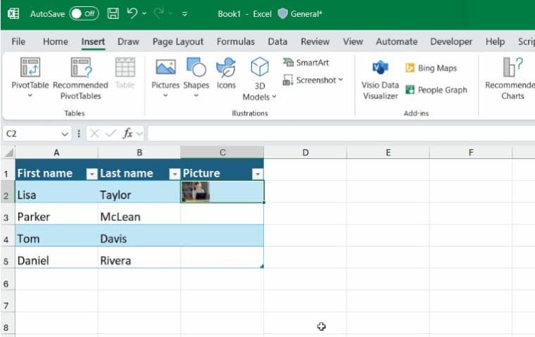 Microsoft excel picture in cell