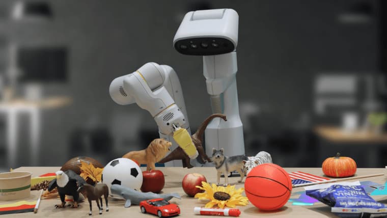 A DeepMind robot looking at objects