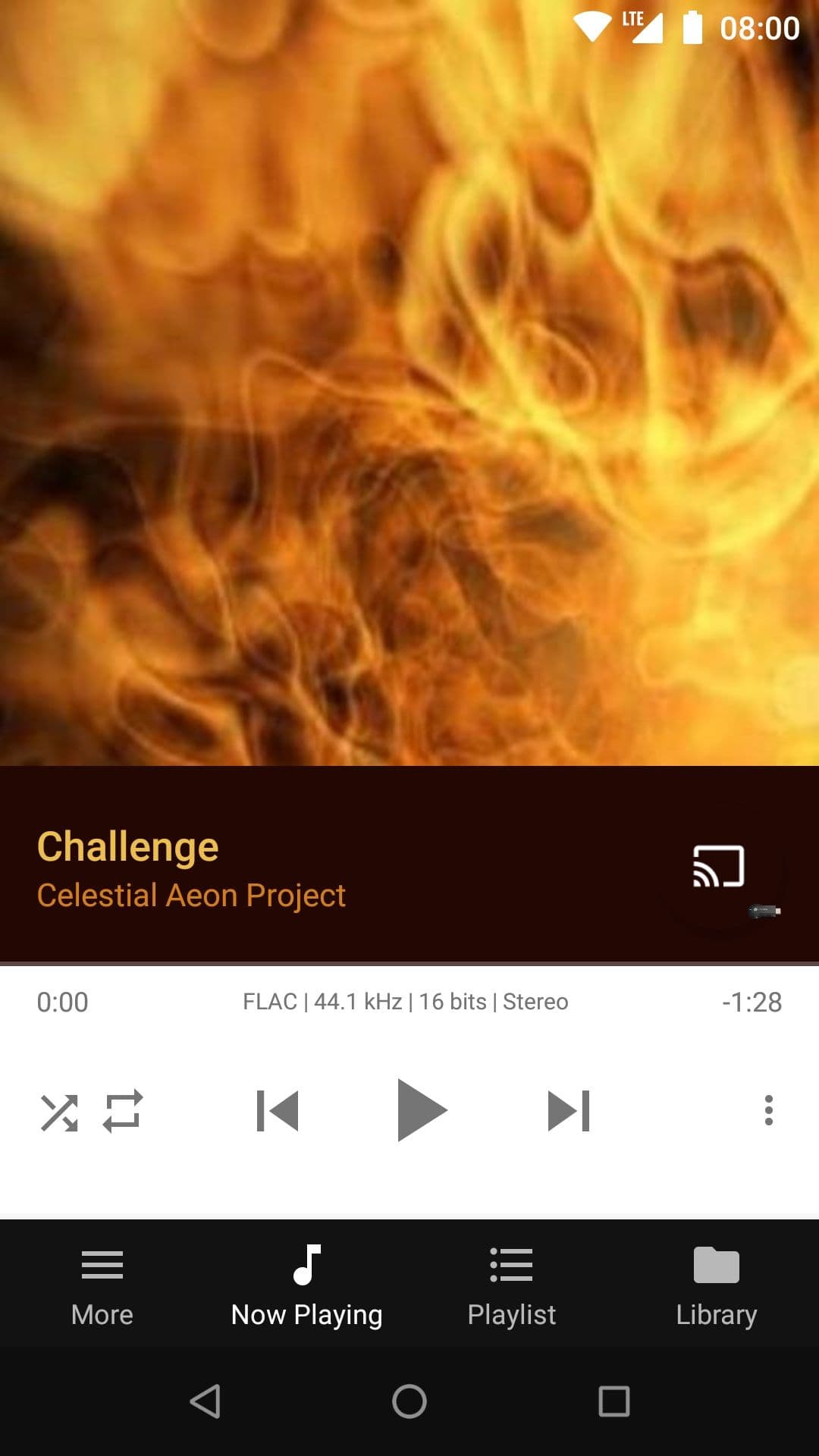 βίντεο της φωτιάς που παίζει στην εφαρμογή bubbleupnp